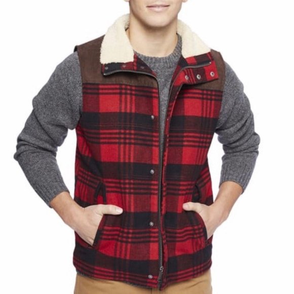 Mens Buffalo Plaid Half Vest 